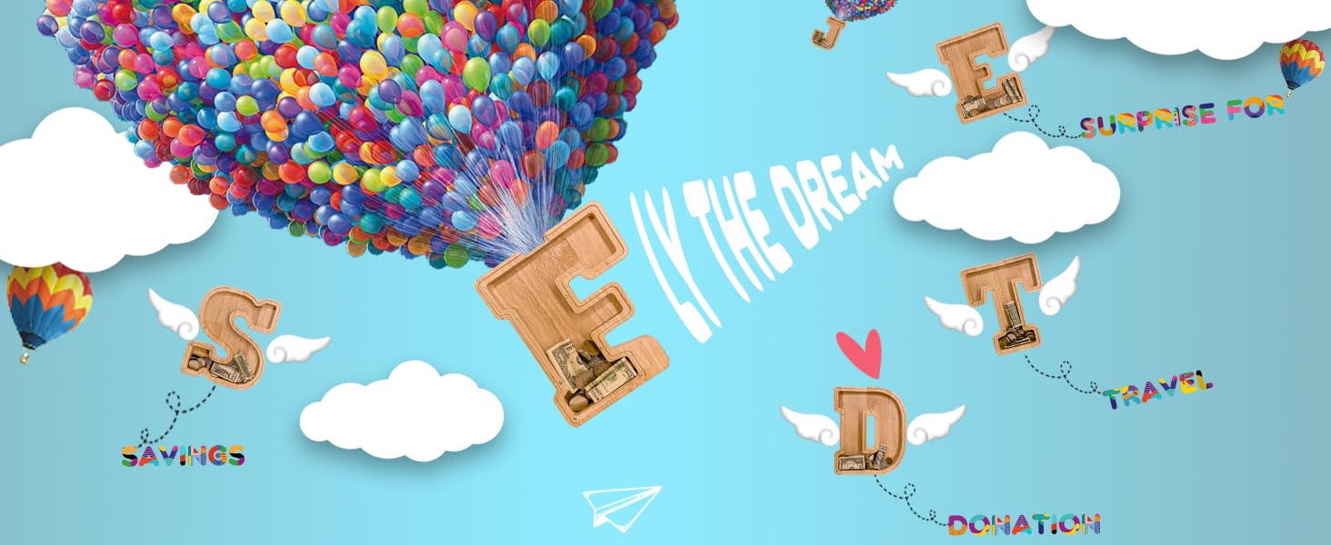 JOOMLAFLY Wooden Letter Piggy Bank