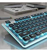 SEUNKWANG EWEADN GX710S Backlit Computer Keyboards, Wired USB Keyboard with Blue Backlit, Metal P...
