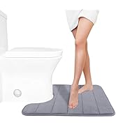 Yimobra Memory Foam Toilet Bath Mat U-Shaped, Commode Contour Rug, Soft and Comfortable, Super Wa...