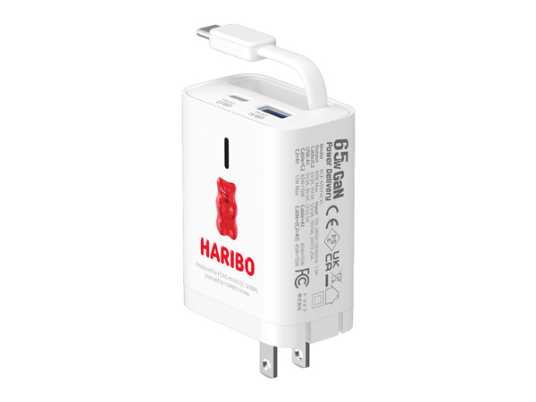 Haribo 65W Wall Charger with Retractable Cable