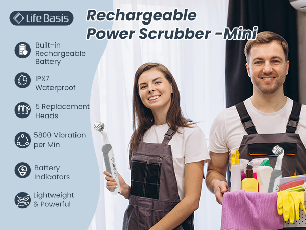 LifeBasis Rechargeable Power Scrubber -Mini