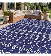 StepRite 8’ x 10’ Reversible Outdoor Rug, Waterproof Plastic Straw Rug, Patio Rug, Large Modern A...
