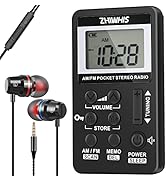 ZHIWHIS Portable Radio, AM FM Receiver with Sleep Timer, Rechargeable Stereo Radios with Digital ...