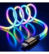 Areson USB C Charger Cable 60W RGB Colorful Gradual Light up USB A to C Cable for iPhone 15/15Pro...