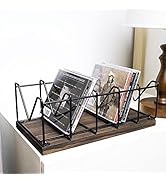 MyGift Vintage CD Stand Holder, DVD Tower, Rustic Burnt Solid Wood and Matte Black Metal Racks, T...