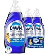 Dawn Dish Soap Platinum Dishwashing Liquid + Non-Scratch Sponges for Dishes, Refreshing Rain Scen...