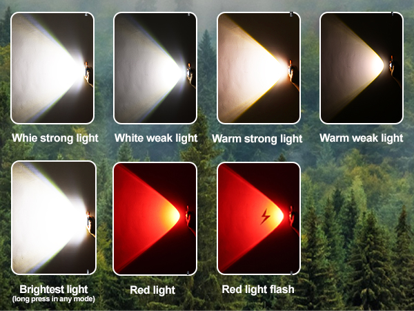 7 light modes for outdoor activities