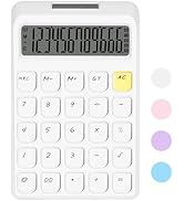 HUTUDD Cute Calculator, Calculators Desktop, White Calculator Big Buttons, Solar and Battery Dual...