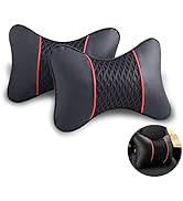VVHOOY Car Neck Pillow 2 PCS,Universal Soft Breathable Leather Car Neck Pillow Comfortable Head N...