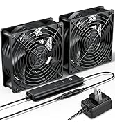 upHere 120mm x 38mm 2-Pack AC Powered Axial Fan,Dual Ball,12V 5 Speed Controller with AC Plug,for...