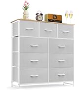 9-Drawer Dresser for Bedroom, Anti-Tip Tall Storage Organizer Chest of Drawers with Wooden Top an...