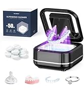 HAUSBELL Ultrasonic Retainer Cleaner Machine with 8 Cleaner Tablets - Dental Pod For Dentures, Br...