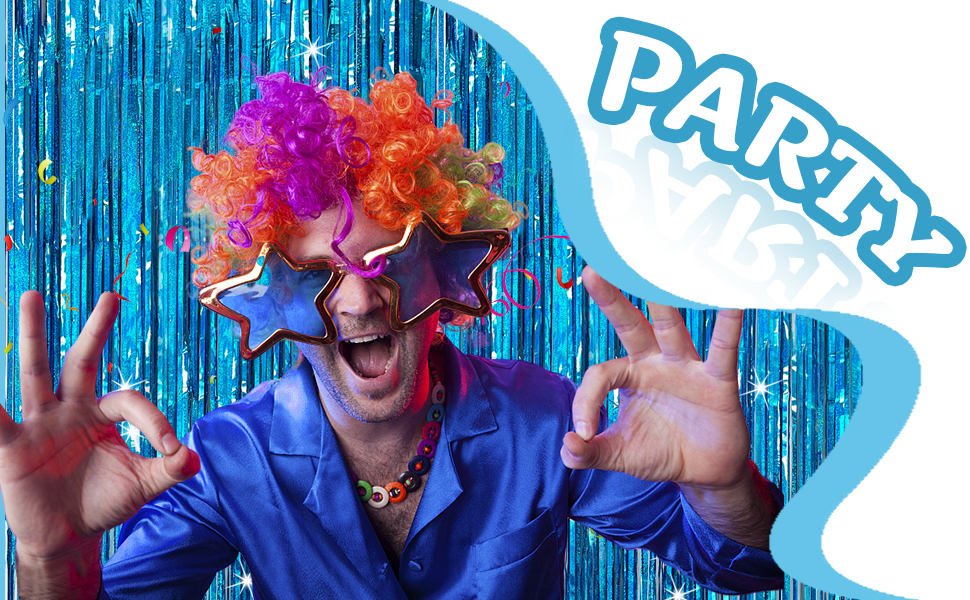 blue tinsel backdrop birthday party decorations tinsel curtain party streamers backdrop foil fringe