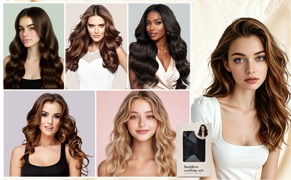 Heatless Curling Rod Headband for Long Hair