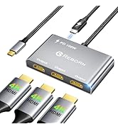 Reborn USB-C to 3 HDMI Adapter with 100W PD, 4K@60Hz USB Type-C to HDMI 1 in 3 Out Splitter for 3...