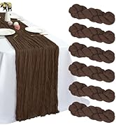 RestfulGlow 6 Pack Brown Cheesecloth Table Runner 10FT Boho Gauze Fabric Table Runner 35 x 120 In...