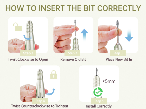 how to insert nail drill bit