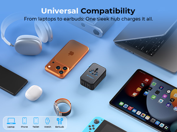 SKRSAN Aura Ultra-Thin International Travel Adapter, Minimalist 36mm Slim