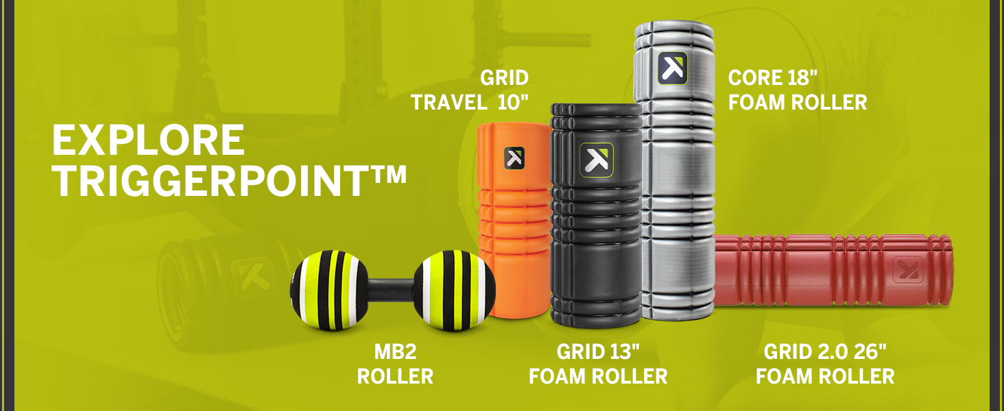 Explore Triggerpoint: MB2 Roller, Grid Travel 10&amp;#34;, Grid 13&amp;#34;, Core 18&amp;#34;, Grid 2.0 26&amp;#34; Foam Roller