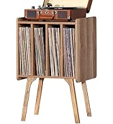 LELELINKY Record Player Stand,Vinyl Record Storage Table with 4 Cabinet Up to 100 Albums,Mid-Cent...