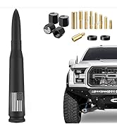 Car Truck Bullet Antenna with Valve Stem Caps - Mast for GM Chevy Silverado 1500 2500 3500 HD Ava...