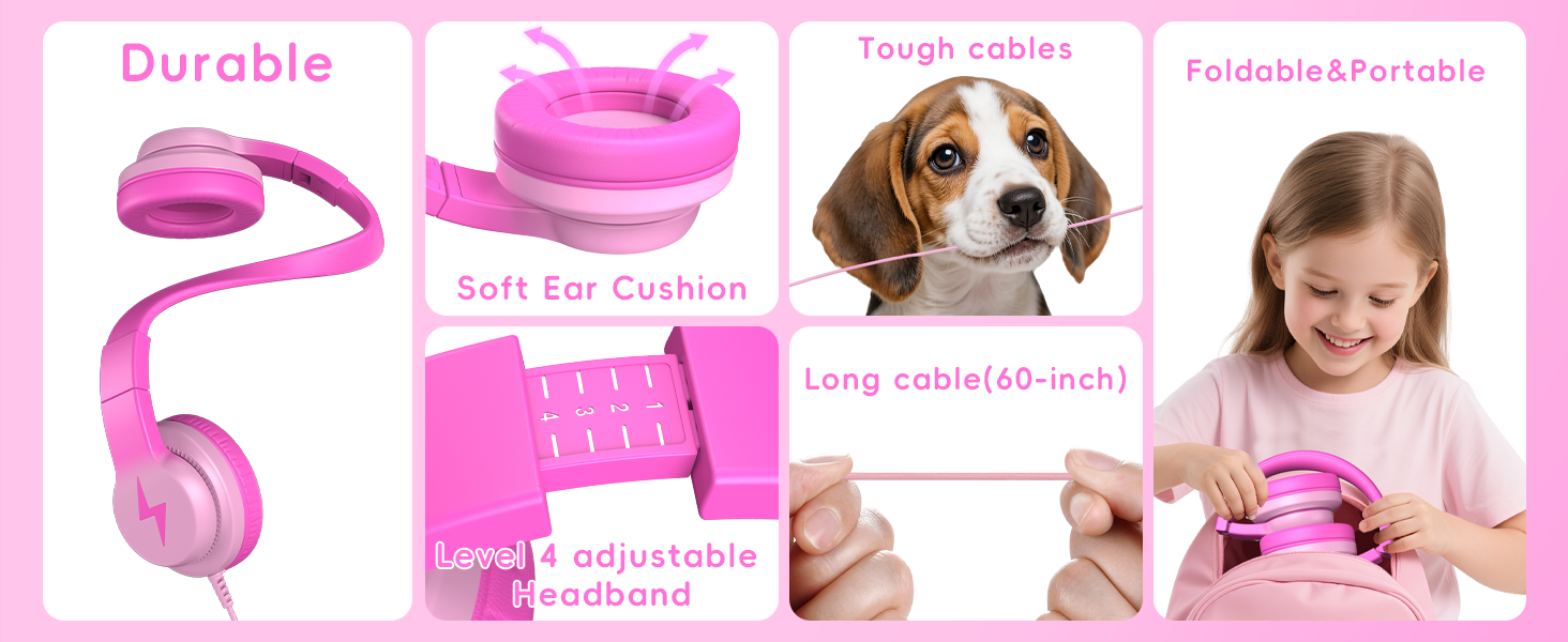 adjustable-kids-headphones-ages-3-12-flexible-headband-custom-pressure-free-fit
