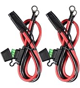 [2 Pack] 2FT SAE to O Ring Terminal Harness 10AWG - Eyelet O-Ring Terminal 10Gauge Harness with 3...