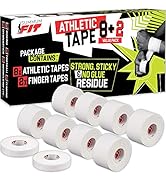 Summum Fit White Athletic Tape Extremely Strong: 8 Rolls + 2 Finger Tape. Easy to Apply &amp; No Stic...