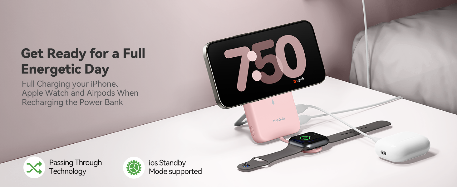 Haloun Magnetic Power Bank pink-3-2