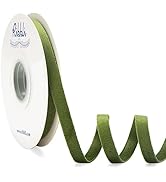 Ribbli Sage Velvet Ribbon Double Faced 3/8 Inch 10-Yard Spool Spring Moss Ribbon Use for Christma...