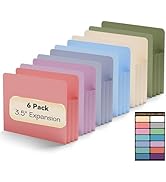 NORDUN Plastic 3.5 inch Expanding File Pockets,6 Pack Poly File Pockets Letter Size,Extra Capacit...
