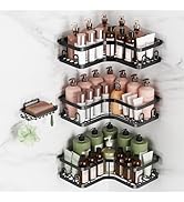 Veken Corner Adhesive Shower Caddy 4-Pack with Soap Holder&amp;Hooks,No Drilling Shower Shelves,Rustp...