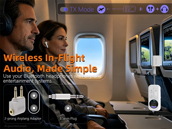 bluetooth adapter for airpods on plane