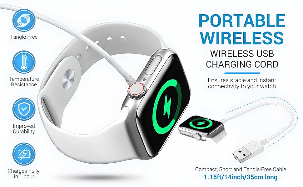 Short Charger for Apple Watch 14 inch long