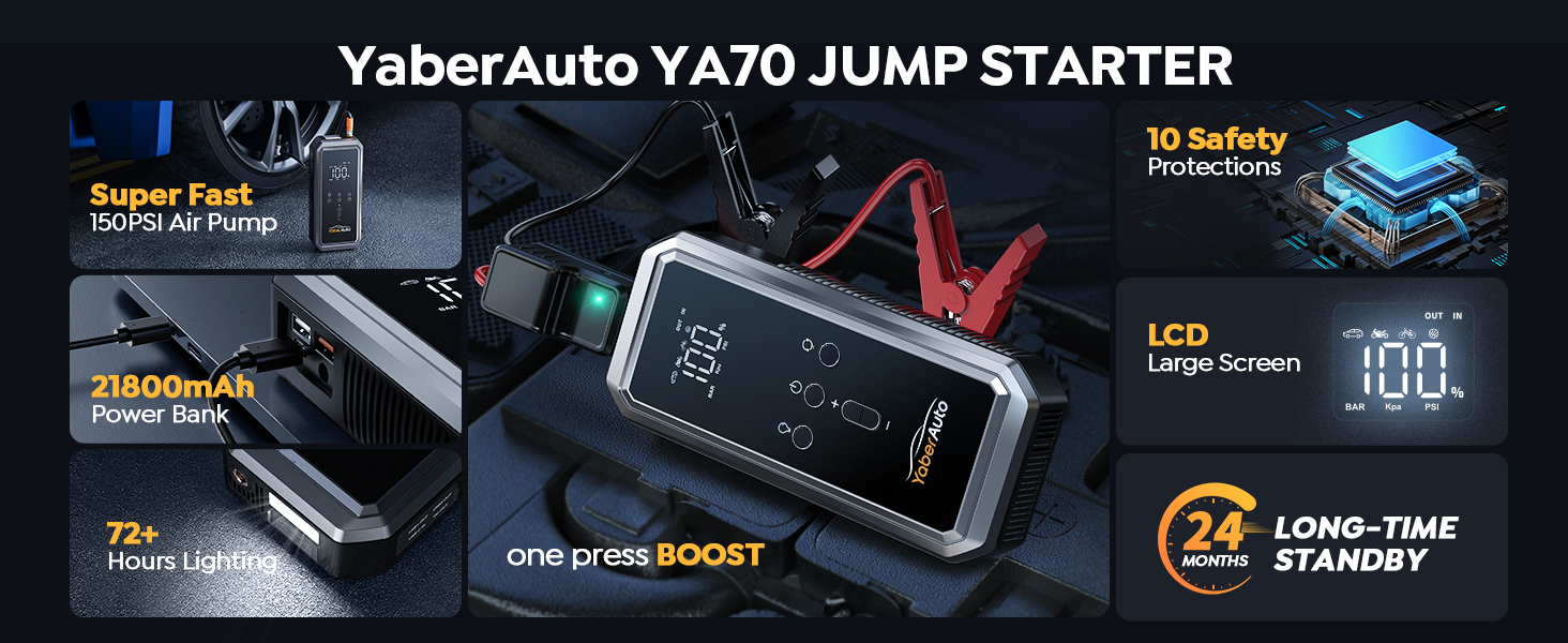car battery jump starter portable jump start battery pack jumper cables with battery pack box