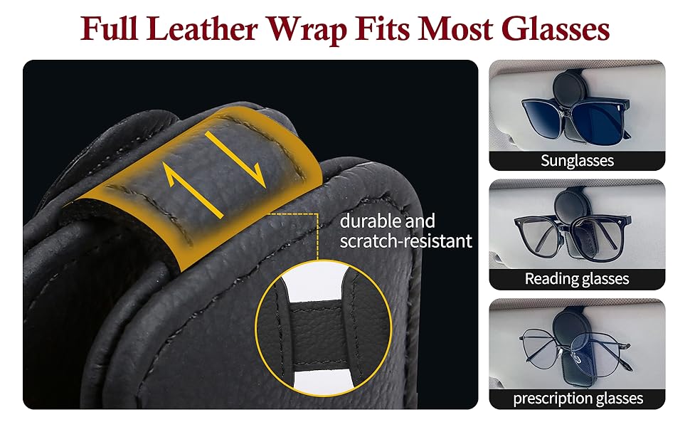 leather car glasses holder