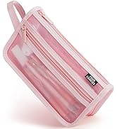 Four Candies Grid Mesh Pencil Case with Handle and Zipper, Clear Double-layer Pencil Pouch Marker...