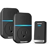 TECKNET Wireless Doorbell, Self-Powered Doorbell, 0-110db Plug-through Wireless Doorbell Ringer f...