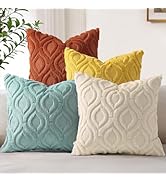 decorUhome Set of 4 Fall Throw Pillow Covers 18x18 Inch, Neutral Decorative Soft Plush Faux Wool ...