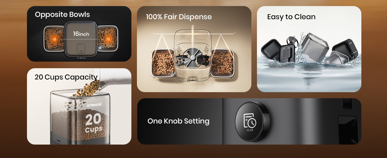 oneisall automatic cat feeder for 2 cats