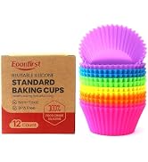 Eoonfirst 12 Pack Reusable Non-Stick Silicone Baking Cups Standard Size | Food-Grade, BPA Free, C...