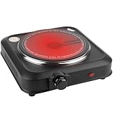TeqHome Countertop Infrared Single Burner, 1200W Electric Hot Plate with 7.5" Ceramic Glass Cookt...