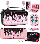 Gurgitat 8in1 Kits Accessories Bundle for Nintendo Switch OLED 2021 - Cute Carrying Case, Protect...
