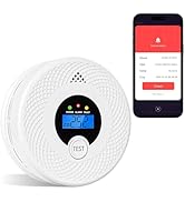 1-Pack Smart Smoke and Carbon Monoxide Detector with App Notifications, Replaceable Battery, Wi-F...