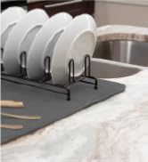 S&amp;T INC. Dish Drying Mat, 18" x 24", XL, Grey | Absorbent Microfiber, Extra Large Kitchen Counter...