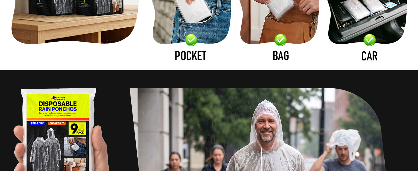Blue disposable rain poncho for men, lightweight and packable for travel essentials.