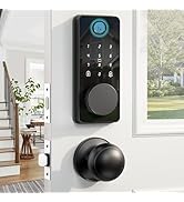 Keyless Entry Door Lock with 2 Knobs, Biquole Fingerprint Keypad Deadbolt, Smart Deadbolt for Fro...