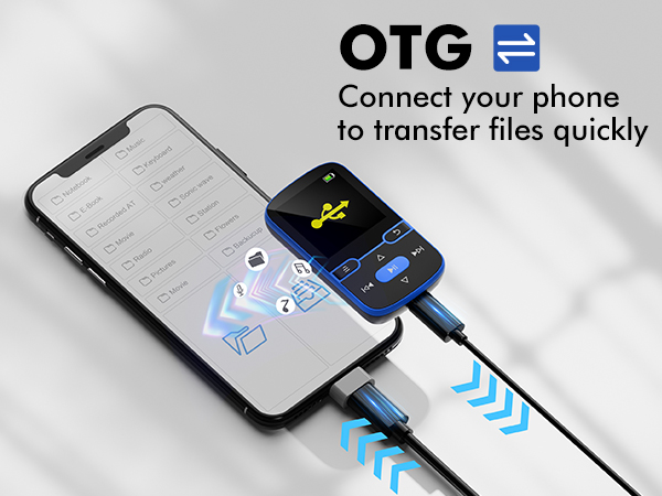 64GB Clip MP3 Player with Bluetooth 5.3, A-B Repeat, Audio Shuffle Playback