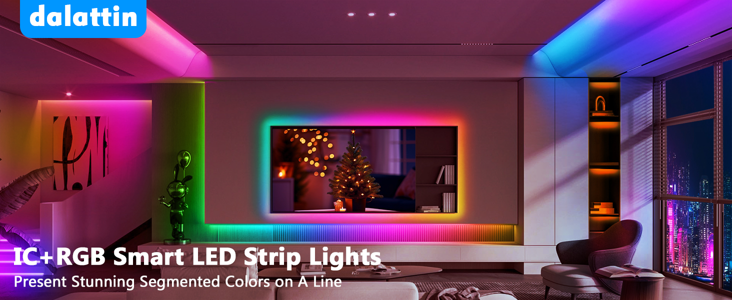 dalattin LED Strip Lights IC+RGB, 5050 Led Lights for Bedroom, DIY Multiple Colors on One Line