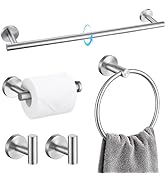 TQKAG Bathroom Towel Bar Holder Sets Brushed Nickel 23.6 Inch Round Stainless Steel Towel Bar Set...